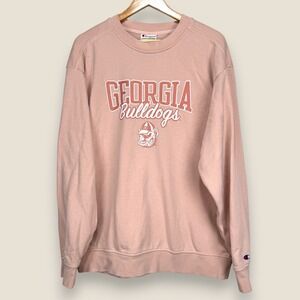 Georgia Bulldogs Champion Sweatshirt Womens Large Pink Sweater UGA Crewneck